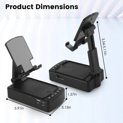 1Pc Cell Phone Stand With HD Surround Wireless Speaker Power Bank Portable Foldable Charging Phone Stand With Anti Slip Base Compatible With Phone Tablet For Home Office Outdoor