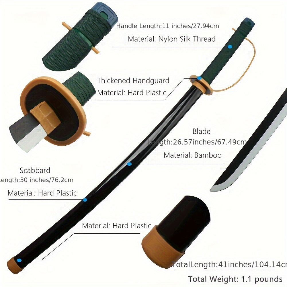 41" Bamboo Shanks Cosplay Sword Anime Katana Samurai Toy Swords with Blet Holder